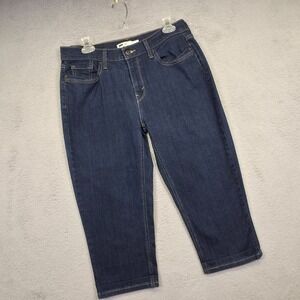 Levis Jeans Womens 10 Blue Capri Mid Rise Dark Wash Denim Stretch Classic‎ Retro
